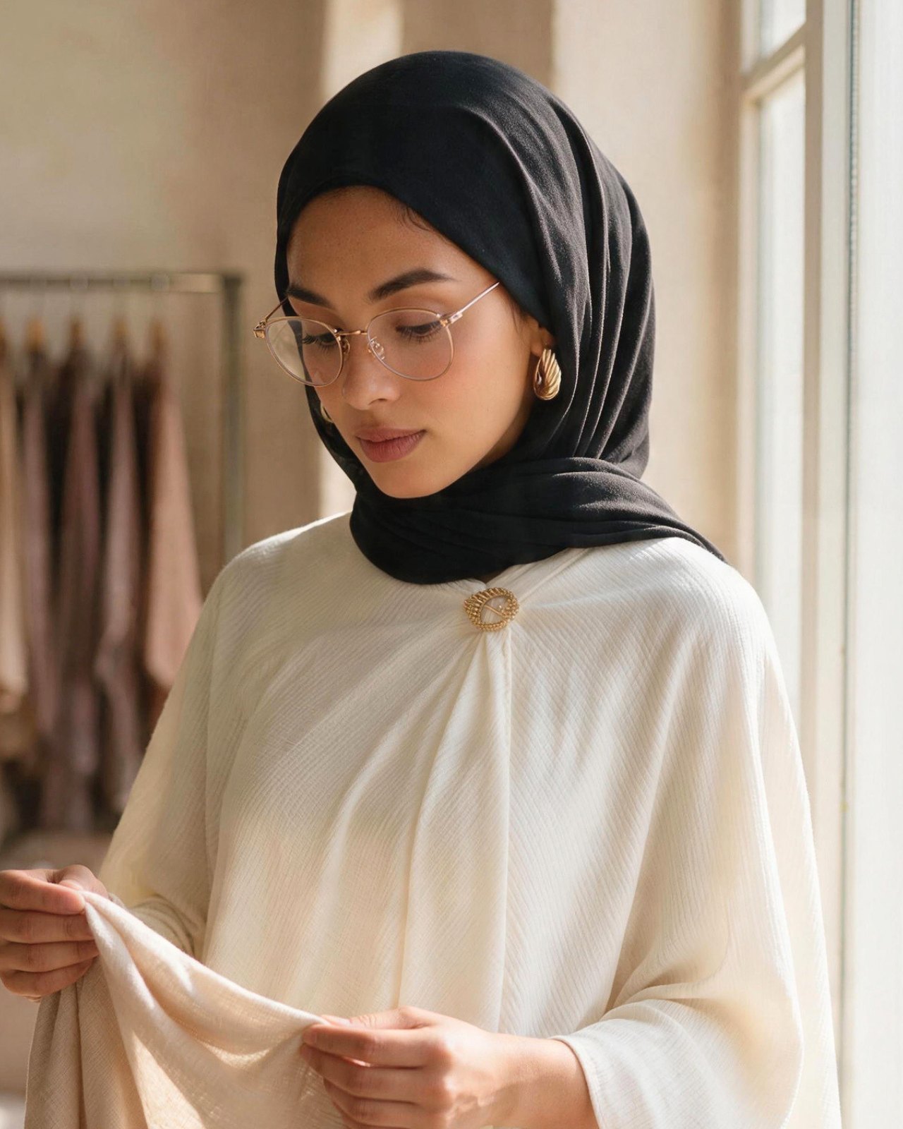 Woman choosing a hijab